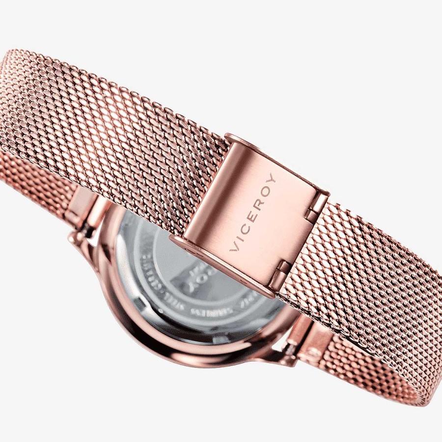Relojes Viceroy  | Reloj Viceroy Cer Mica, Brazalete Malla Oro Rosa, Esfera Negra