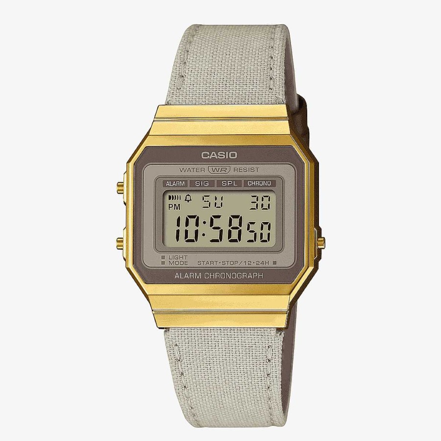 Relojes Casio  | Reloj Casio Vintage Iconic Brazalete Tela Beig Caja Dorada