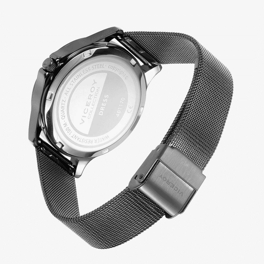 Relojes Viceroy  | Reloj Viceroy Dress, Brazalete Acero Malla Negro, Esfera Negra
