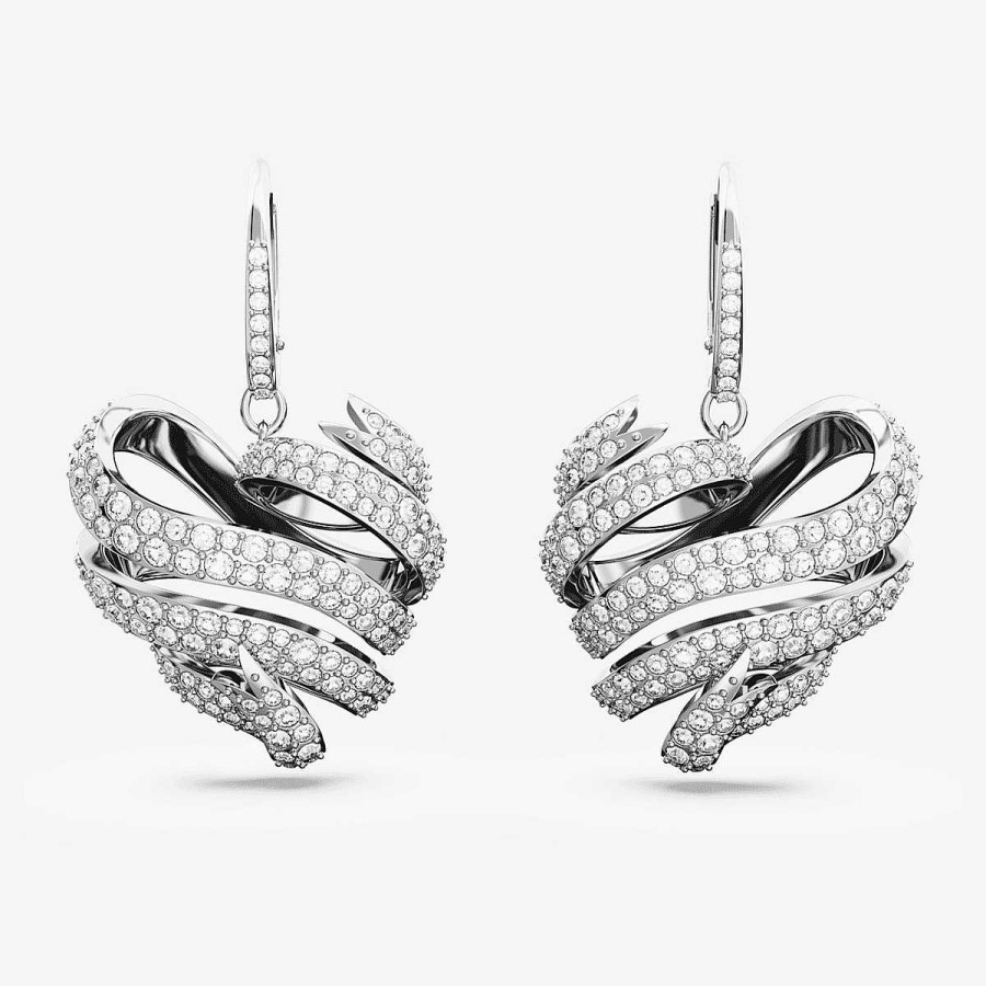 Joyer A Swarovski  | Pendientes De Bot N Volta Coraz N Swarovski Ba Ados En Rodio
