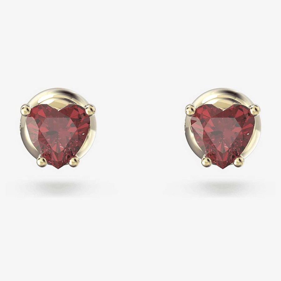 Joyer A Swarovski  | Pendientes De Bot N Stilla Coraz N Rojo Swarovski Chapados En Oro