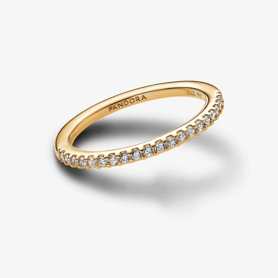 Joyer A Pandora  | Anillo Pandora Banda Brillante, Chapado En Oro