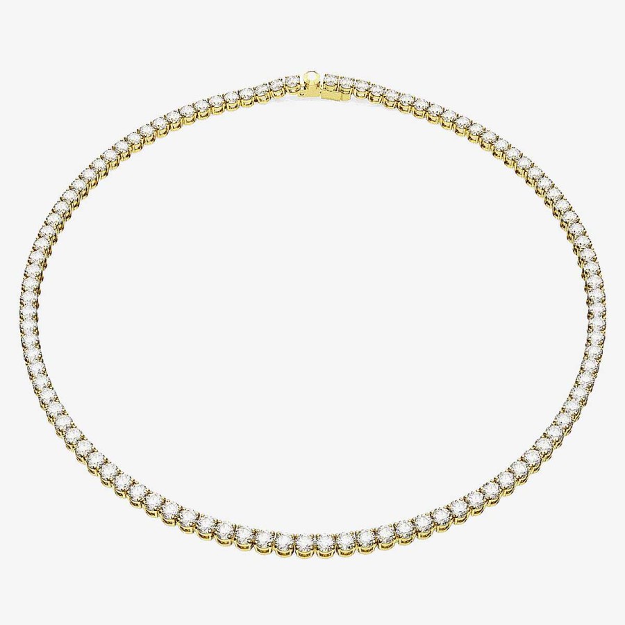 Joyer A Swarovski  | Collar Matrix Tennis. Talla Redonda, Peque O, Blanco, Ba O Tono Oro Swarovski