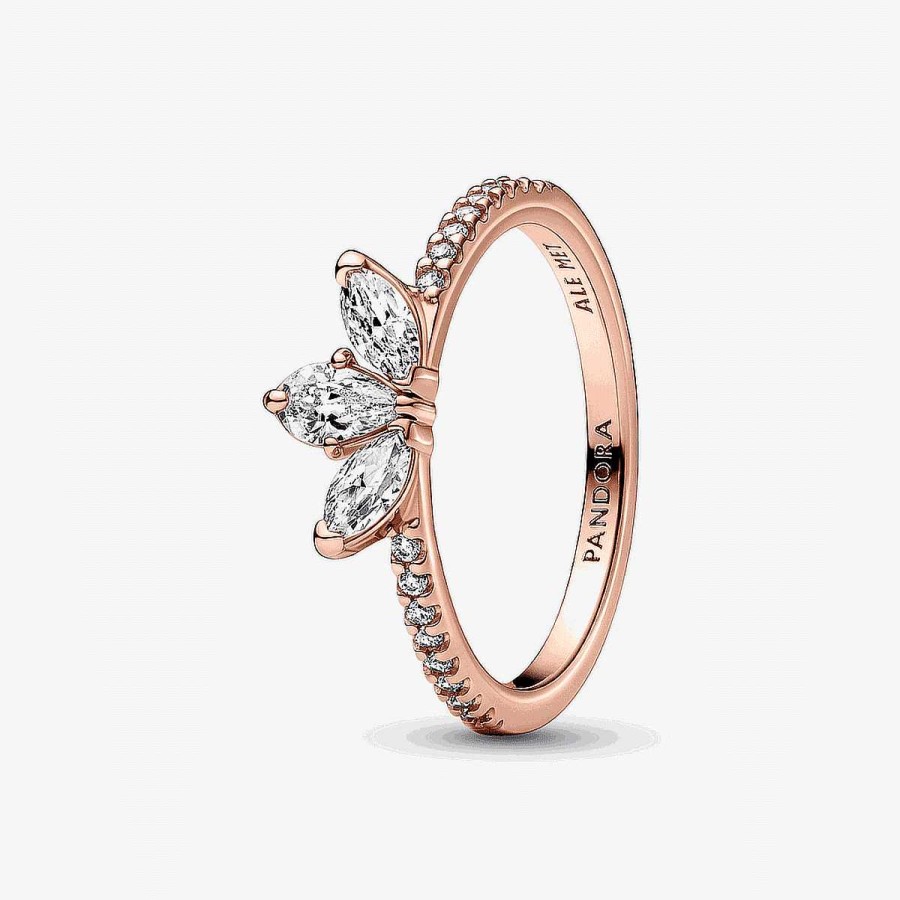 Joyer A Pandora  | Anillo Pandora Herbario Brillante Chapado En Oro Rosa