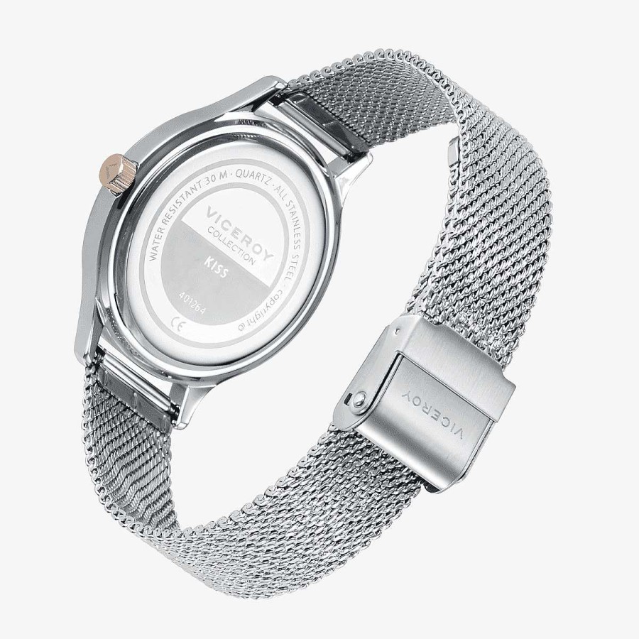Relojes Viceroy  | Reloj Viceroy Kiss, Brazalete Malla Acero Plateado, Esfera Bicolor Circonitas