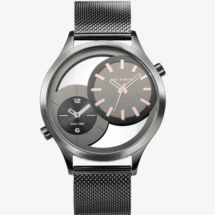 Relojes Viceroy  | Reloj Viceroy Beat, Tres Agujas, Brazalete Malla Negra, Dobre Esfera Bicolor