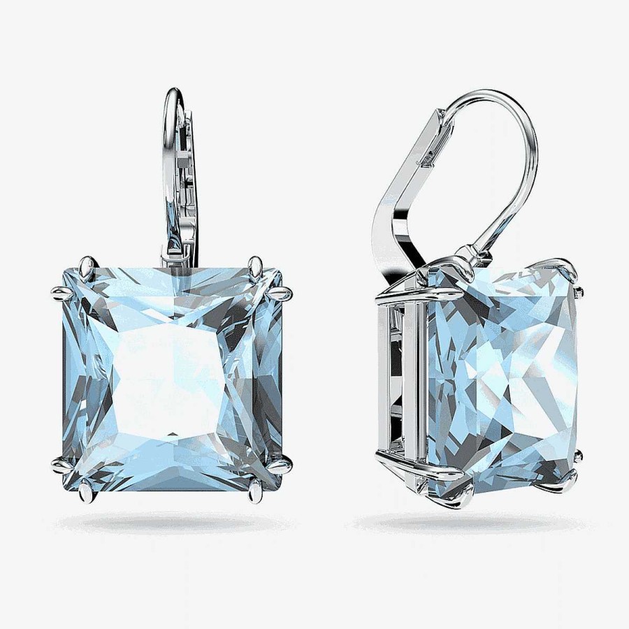 Joyer A Swarovski  | Pendientes Millenia Azul Swarovski Ba Ados En Rodio