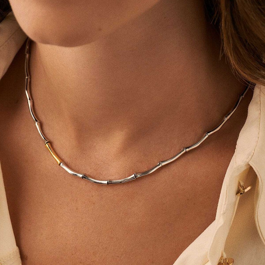 Joyer A Agatha Paris  | Collar Corto Bamboo De Agatha Paris – Plata / Oro