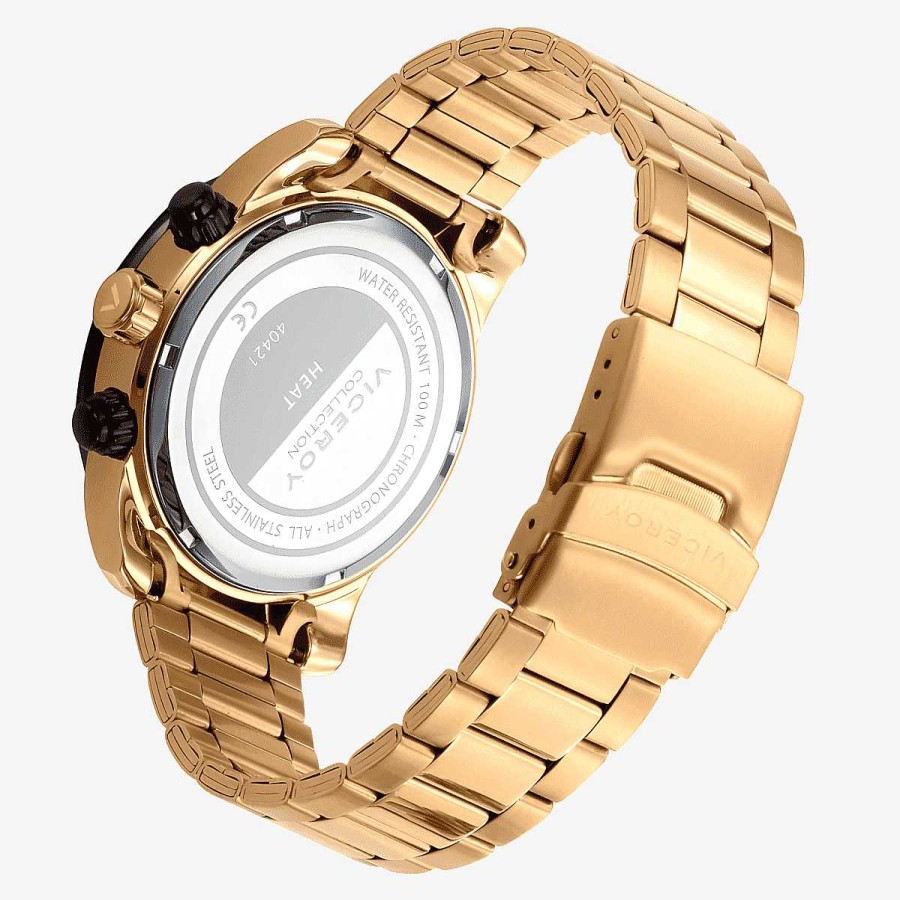 Relojes Viceroy  | Reloj Viceroy Heat, Cron Grafo, Brazalete Acero Dorado, Esfera Negra