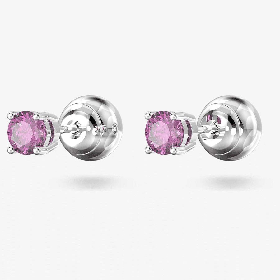 Joyer A Swarovski  | Pendientes De Bot N Stilla Rosa Swarovski Ba Ados En Rodio