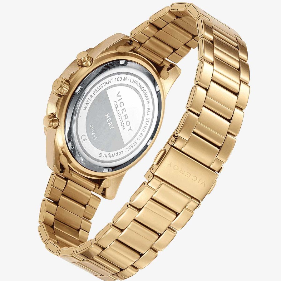 Relojes Viceroy  | Reloj Viceroy Heat, Cron Grafo, Brazalete Acero Dorado, Esfera Azul