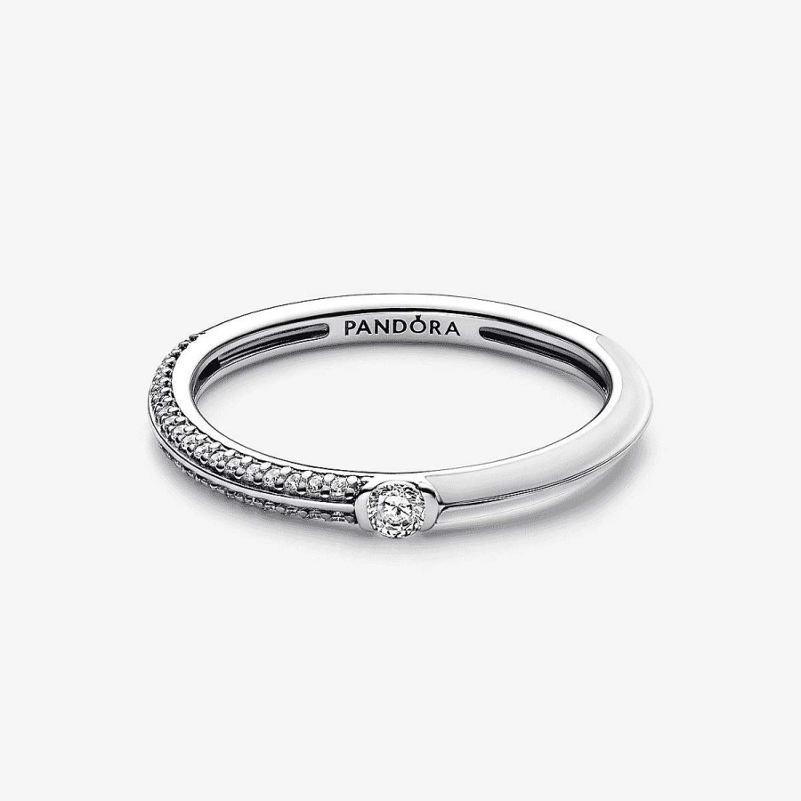 Joyer A Pandora  | Anillo Dual Blanco Y Pav De Pandora Me