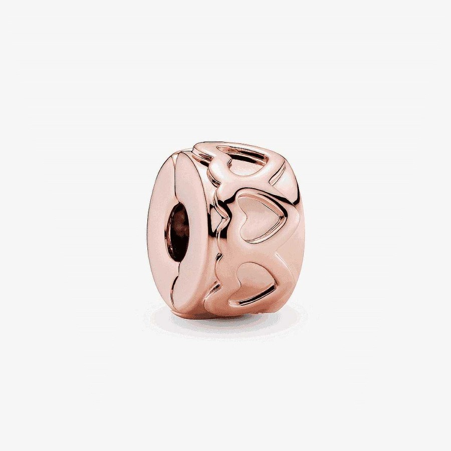 Joyer A Pandora  | Charm Pandora De Clip Alianza De Corazones Chapado En Oro Rosa