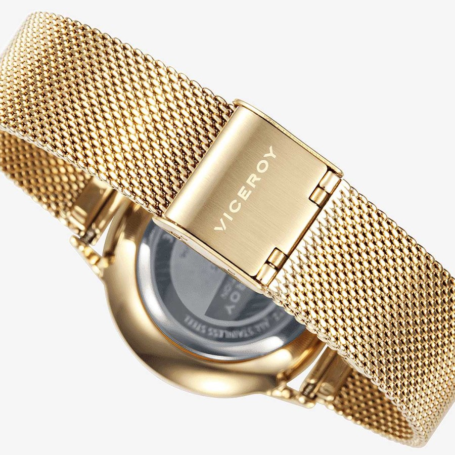 Relojes Viceroy  | Reloj Viceroy Kiss, Brazalete Malla Acero Dorado, Esfera Blanca