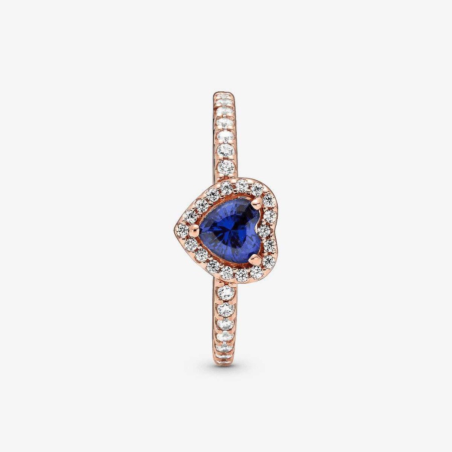 Joyer A Pandora  | Anillo Pandora Coraz N En Relieve Azul Brillante