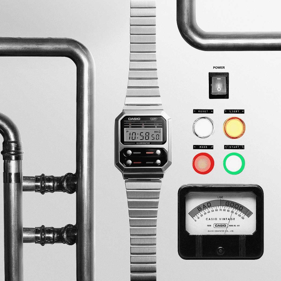 Relojes Casio  | Reloj Casio Vintage Edgy Collection Acero Plateado Esfera Negra