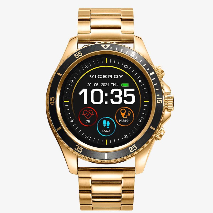 Relojes Viceroy  | Reloj Viceroy Smartwatch Smartpro, Dobre Brazalete Silicona Y Acero Dorado